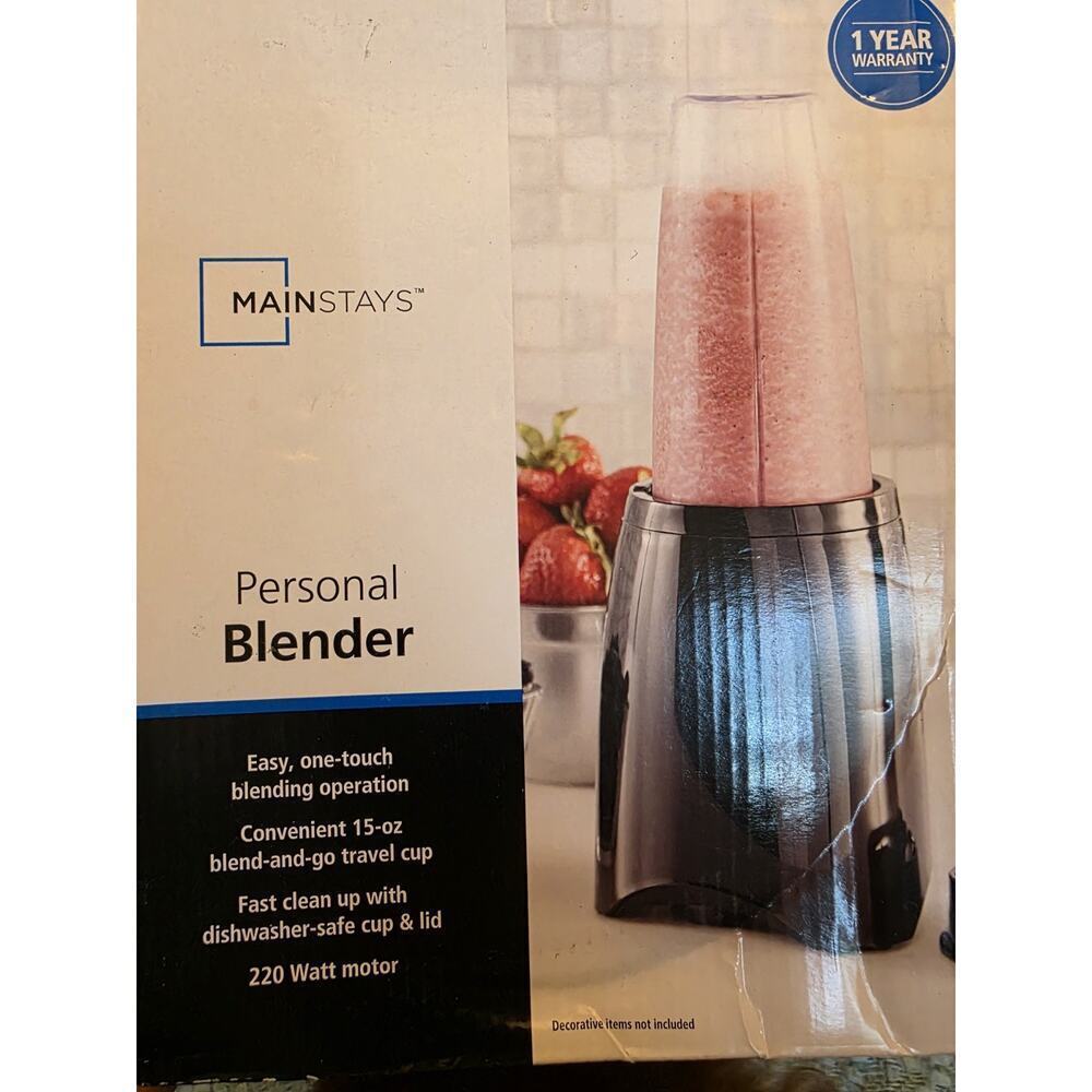 Mainstays Single Serve Personal Blender 16 oz Blend & Go Travel Cup W/ Lid